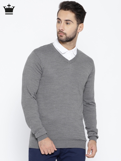 

Louis Philippe Men Grey Melange Solid Sweater