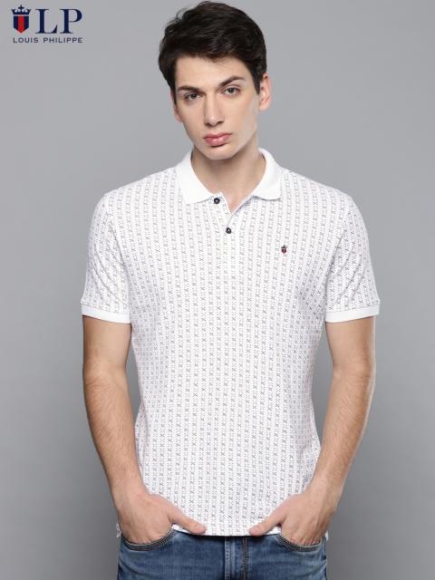 

Louis Philippe Sport Men White Printed Polo Collar T-shirt