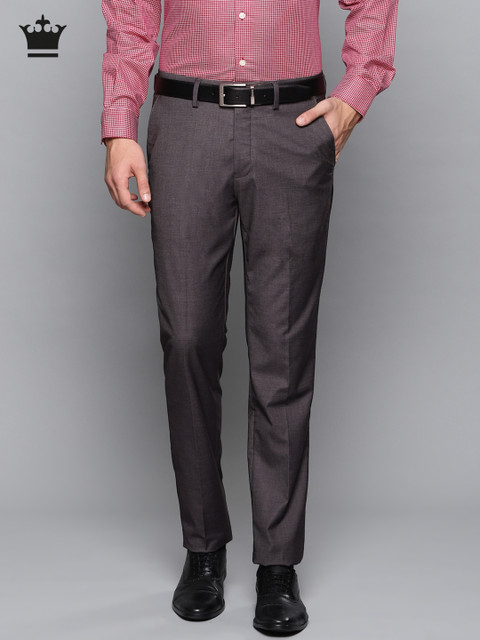 

Louis Philippe Men Grey Slim Fit Solid Formal Trousers