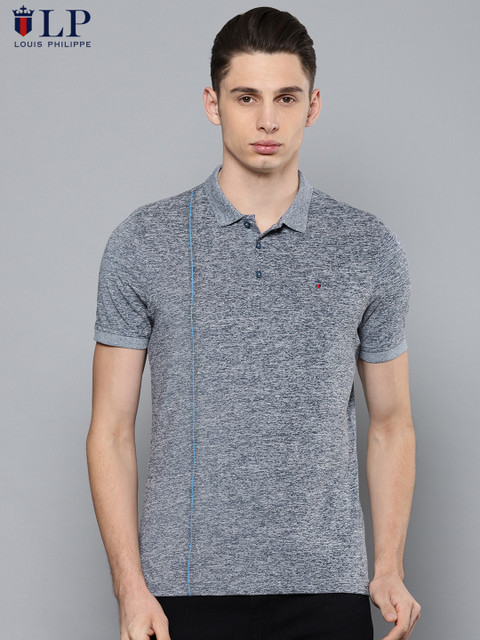 

Louis Philippe Sport Men Navy Blue Solid Polo Collar T-shirt