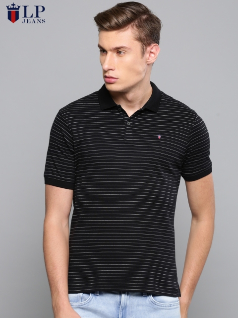

Louis Philippe Jeans Men Black Printed Polo T-shirt