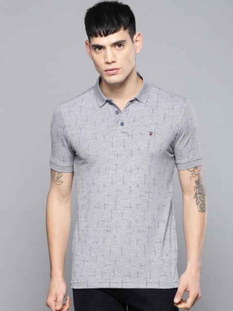 

Louis Philippe Sport Men Grey Self Design Polo Collar T-shirt