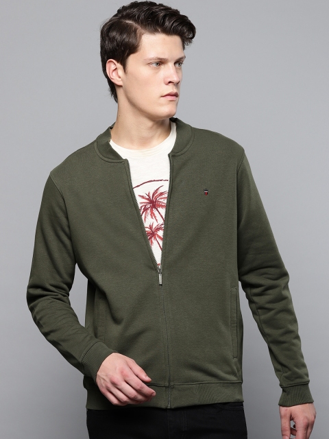 

Louis Philippe Jeans Men Olive Green Solid Sweatshirt