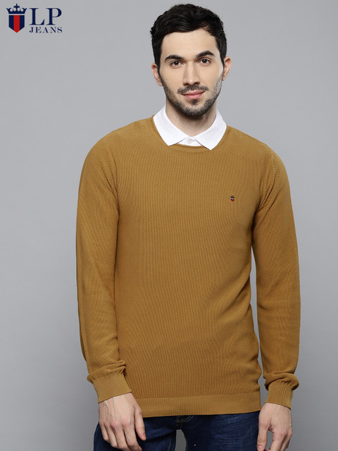 

Louis Philippe Jeans Men Yellow Solid Pullover