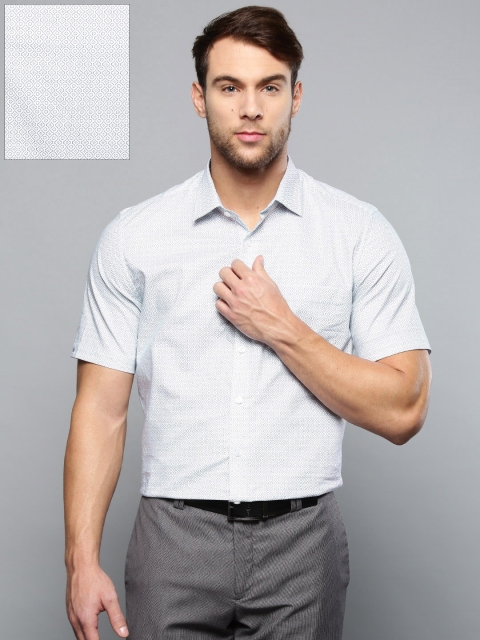 

Louis Philippe Men White & Blue Formal Shirt