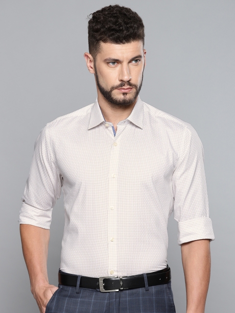

Louis Philippe Men Beige & Off-White Slim Fit Checked Formal Shirt