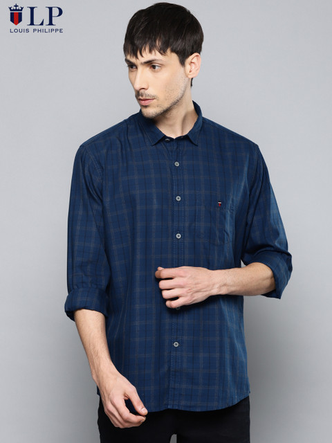 

Louis Philippe Sport Men Navy Blue Slim Fit Checked Casual Shirt