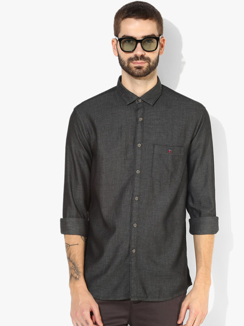 

Louis Philippe Jeans Men Charcoal Slim Fit Self Design Casual Shirt
