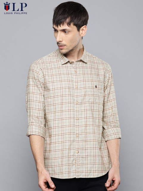 

Louis Philippe Sport Men Grey & Brown Slim Fit Checked Casual Shirt