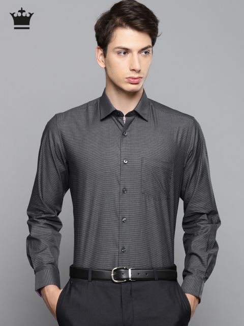 

Louis Philippe Men Grey Slim Fit Checked Formal Shirt, Blue