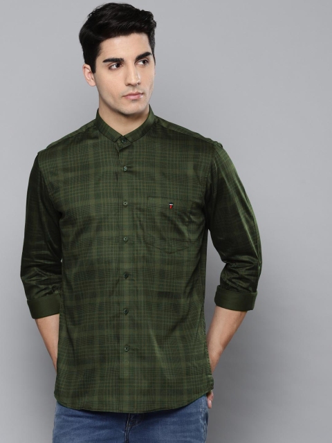 

Louis Philippe Jeans Men Green & Black Slim Fit Checked Casual Shirt