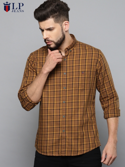 

Louis Philippe Jeans Men Brown Slim Fit Checked Casual Shirt