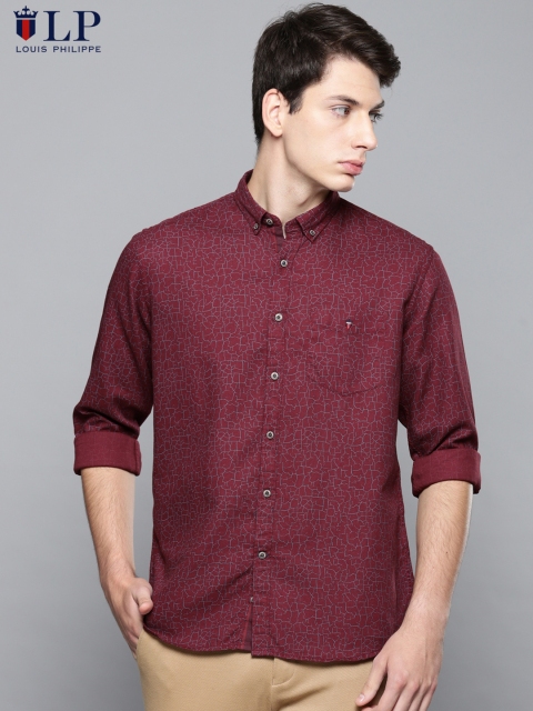

Louis Philippe Sport Men Maroon Slim Fit Printed Casual Shirt