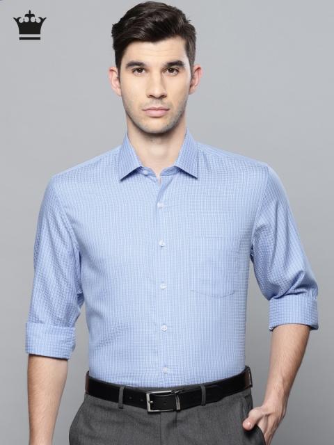 

Louis Philippe Men Blue & White Slim Fit Self Design Formal Shirt