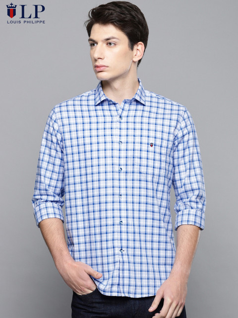 

Louis Philippe Sport Men Blue & White Slim Fit Checked Casual Shirt