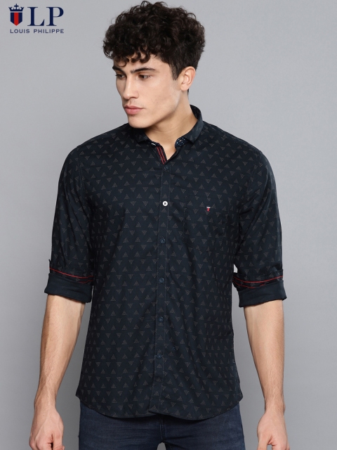 

Louis Philippe Sport Men Navy Slim Fit Printed Casual Shirt, Navy blue