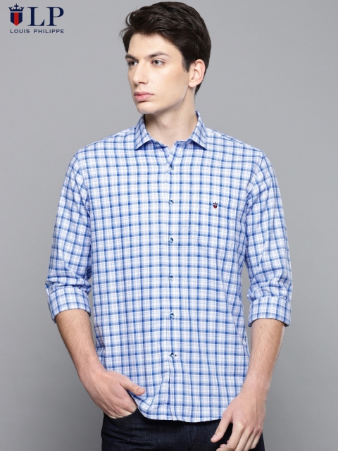 

Louis Philippe Sport Men Blue & White Slim Fit Checked Casual Shirt