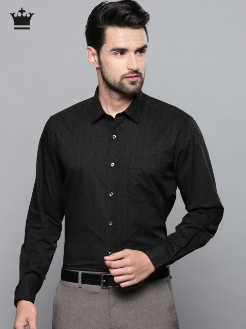 

Louis Philippe Men Black & Green Printed Formal Shirt