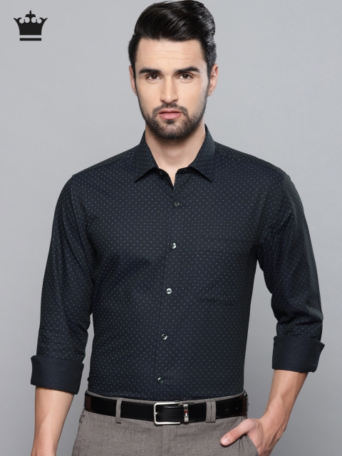 

Louis Philippe Men Navy Slim Fit Printed Formal Shirt, Navy blue