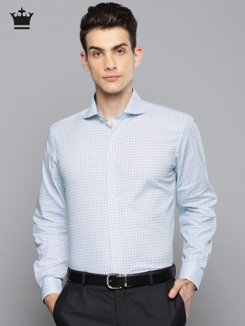 

Louis Philippe Men White & Purple Slim Fit Printed Formal Shirt