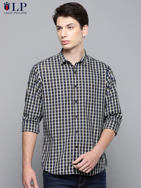 

Louis Philippe Sport Men Brown & Navy Blue Slim Fit Checked Casual Shirt