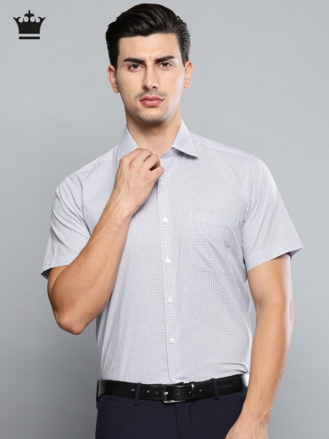 

Louis Philippe Men Blue & Brown Classic Fit Checked Formal Shirt