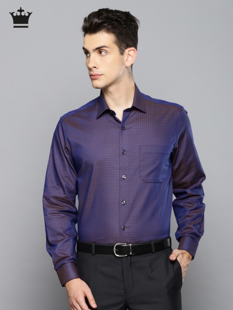 

Louis Philippe Men Navy Blue Slim Fit Self Design Formal Shirt