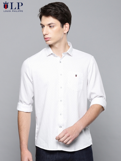 

Louis Philippe Sport Men White & Navy Blue Slim Fit Printed Casual Shirt