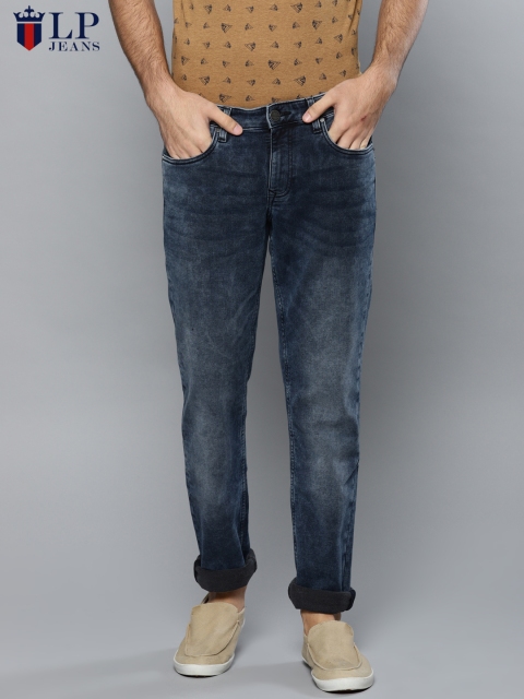 

Louis Philippe Jeans Men Blue Matt Slim Fit Low-Rise Clean Look Stretchable Jeans