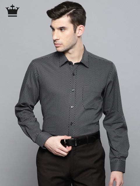 

Louis Philippe Men Black Slim Fit Printed Formal Shirt