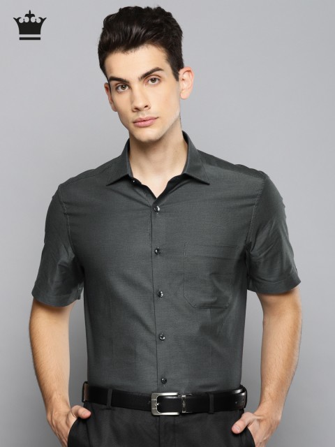 

Louis Philippe Men Grey Classic Regular Fit Solid Formal Shirt