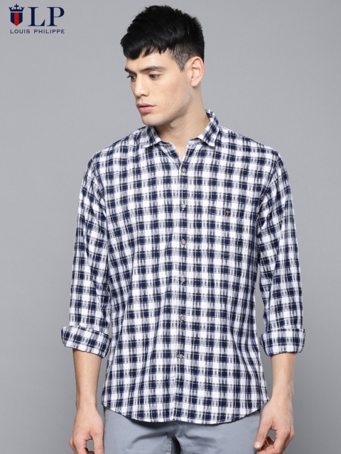 

Louis Philippe Sport Men Navy Blue & White Slim Fit Checked Casual Shirt