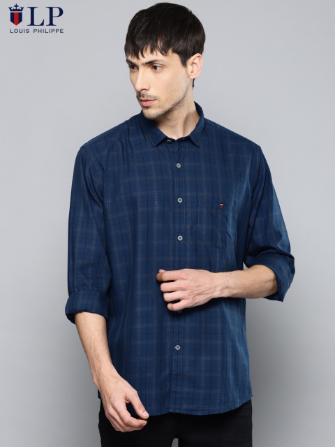 

Louis Philippe Sport Men Navy Blue Slim Fit Checked Casual Shirt