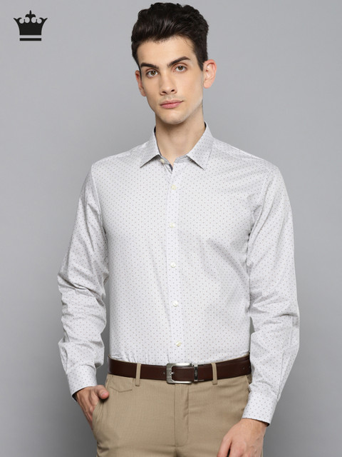

Louis Philippe Men Grey Slim Fit Printed Formal Shirt