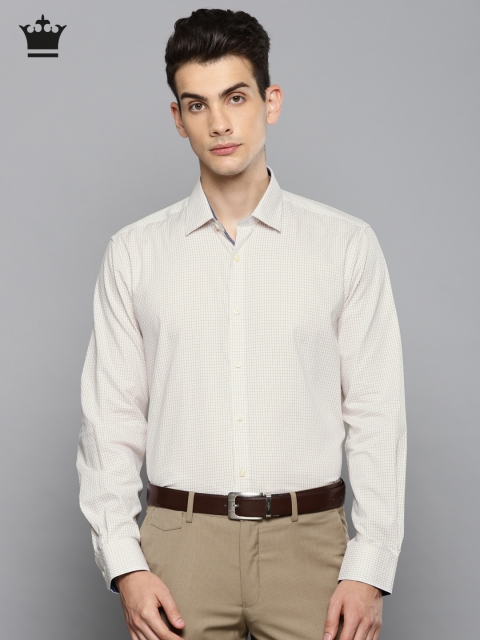 

Louis Philippe Men Beige & Off-White Slim Fit Checked Formal Shirt