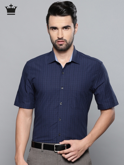 

Louis Philippe Men Navy Blue Slim Fit Checked Formal Shirt