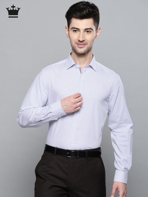

Louis Philippe Men White & Purple Checked Formal Shirt