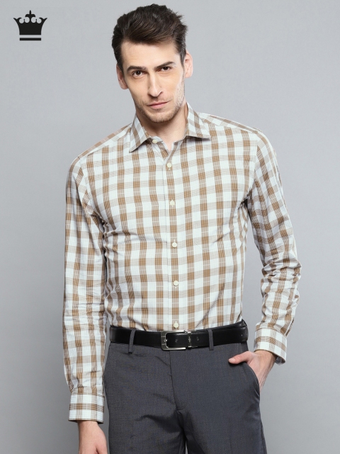 

Louis Philippe Men Brown & Off-White Classic Fit Checked Formal Shirt