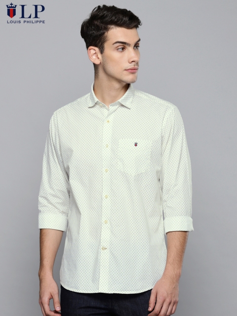 

Louis Philippe Sport Men Cream-Coloured Slim Fit Printed Casual Shirt