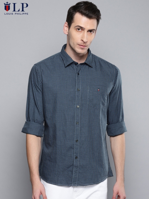 

Louis Philippe Sport Men Navy Blue & Black Slim Fit Checked Casual Shirt