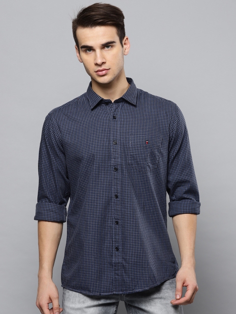 

Louis Philippe Sport Men Navy Blue & Black Slim Fit Checked Casual Shirt