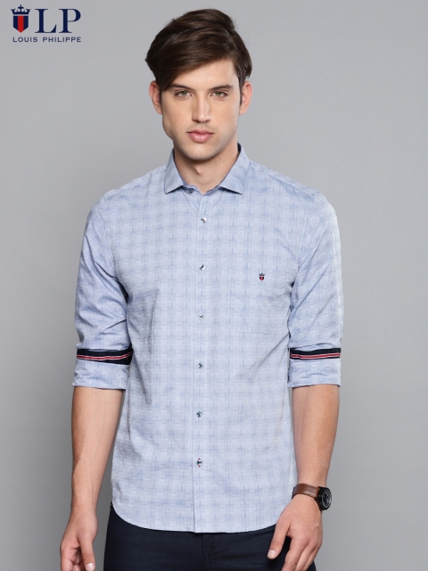 

Louis Philippe Sport Men Blue Union Slim Fit Checked Casual Shirt