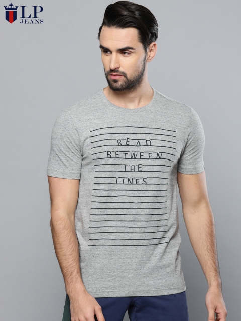 

Louis Philippe Jeans Men Grey Printed Round Neck T-shirt