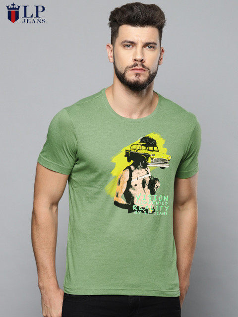 

Louis Philippe Jeans Men Green Printed Round Neck T-shirt