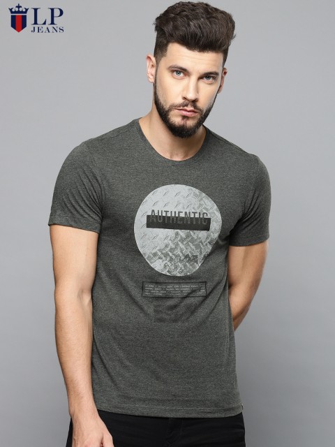

Louis Philippe Jeans Men Grey Printed Round Neck T-shirt