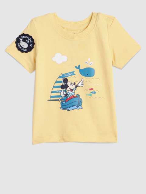 

YK Disney Infant Boys Yellow Printed Round Neck T-shirt