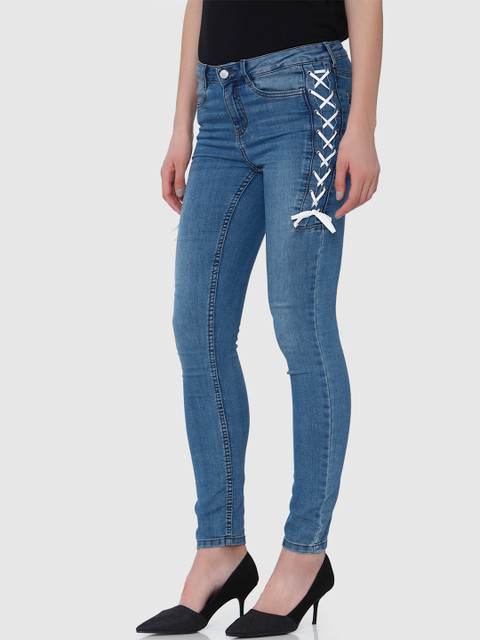 

Vero Moda Women Blue Skinny Fit Mid-Rise Clean Look Stretchable Jeans