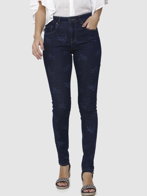 

Vero Moda Women Navy Blue Skinny Fit Mid-Rise Low Distress Stretchable Jeans
