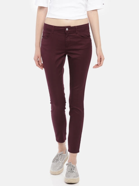

Vero Moda Women Burgundy Skinny Fit Mid-Rise Clean Look Stretchable Jeans
