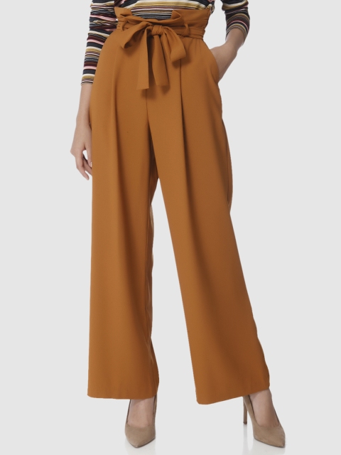 

Vero Moda Women Brown Regular Fit Solid Parallel Trousers